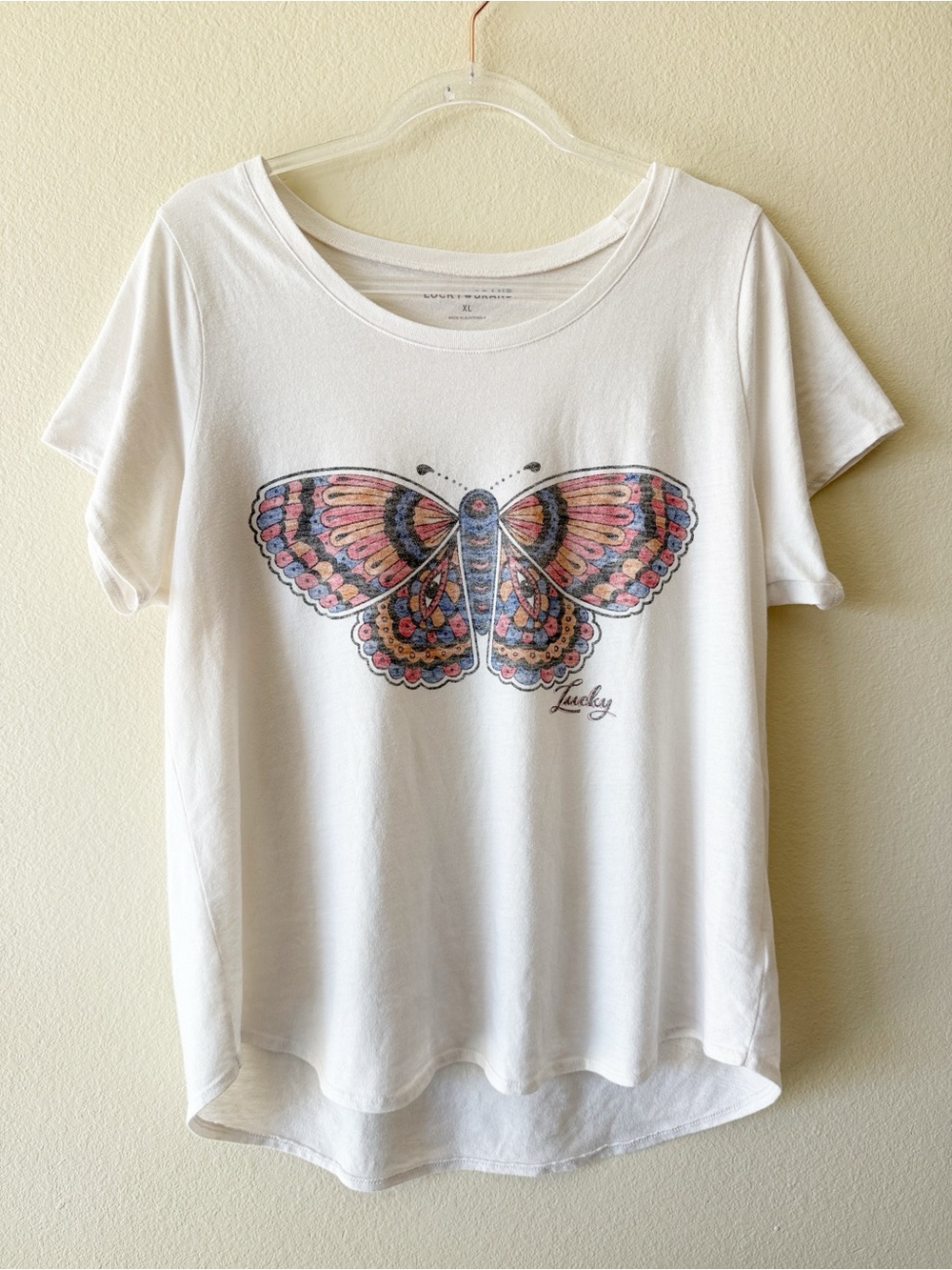 Lucky Brand Butterfly Graphic Tee Y2K Boho